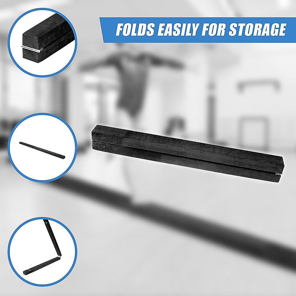 Yoga & Pilates: 2.2m Gymnastics Folding Balance Beam Black Synthetic Suede