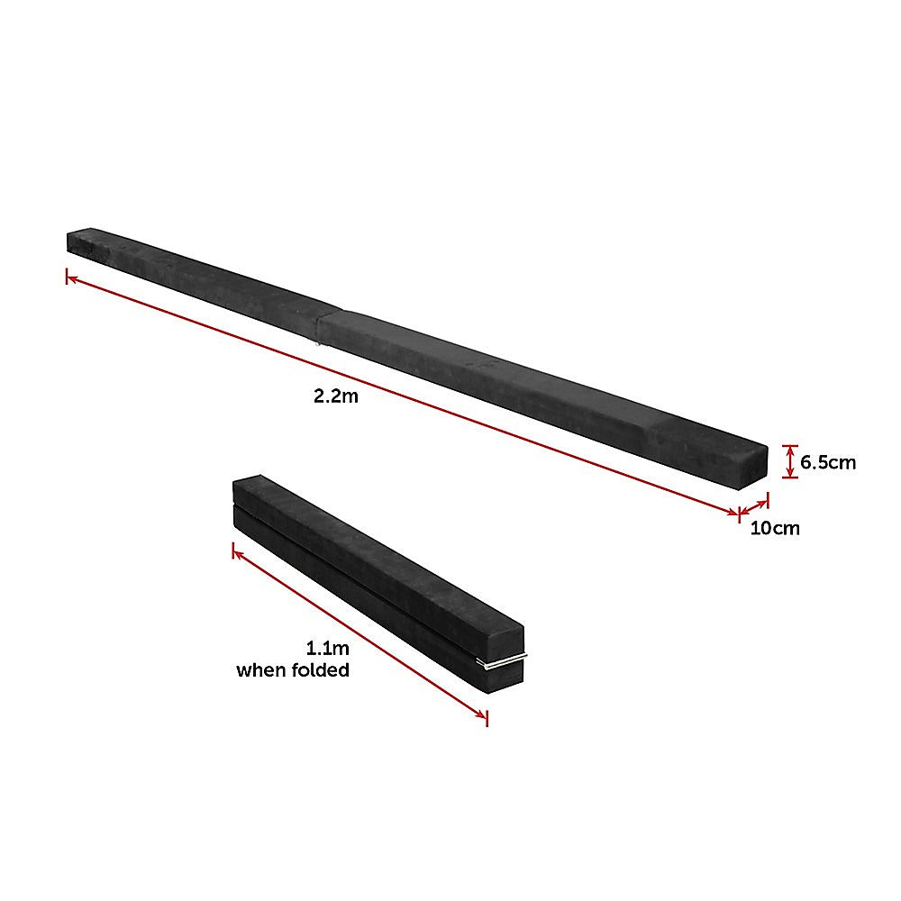 Yoga & Pilates: 2.2m Gymnastics Folding Balance Beam Black Synthetic Suede