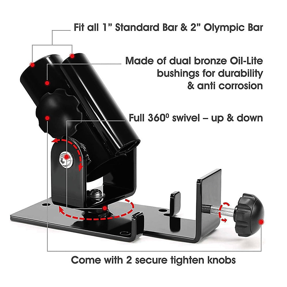 Gym Equipment & Accessories: Landmine T Bar Row Platform 360 Degree Swivel for 1 & 2 Inch Bars Olympic