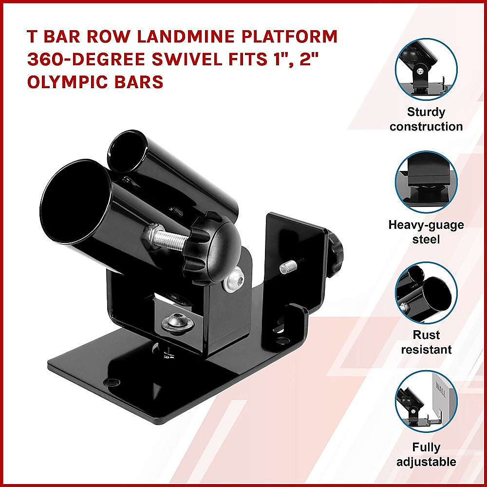 Gym Equipment & Accessories: Landmine T Bar Row Platform 360 Degree Swivel for 1 & 2 Inch Bars Olympic
