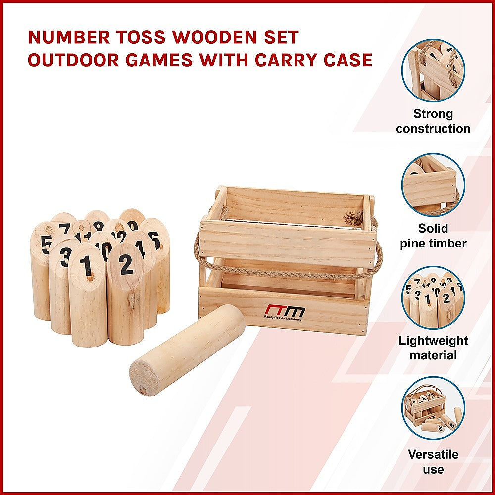 Activity Games: Number Toss Wooden Set Outdoor Games with Carry Case