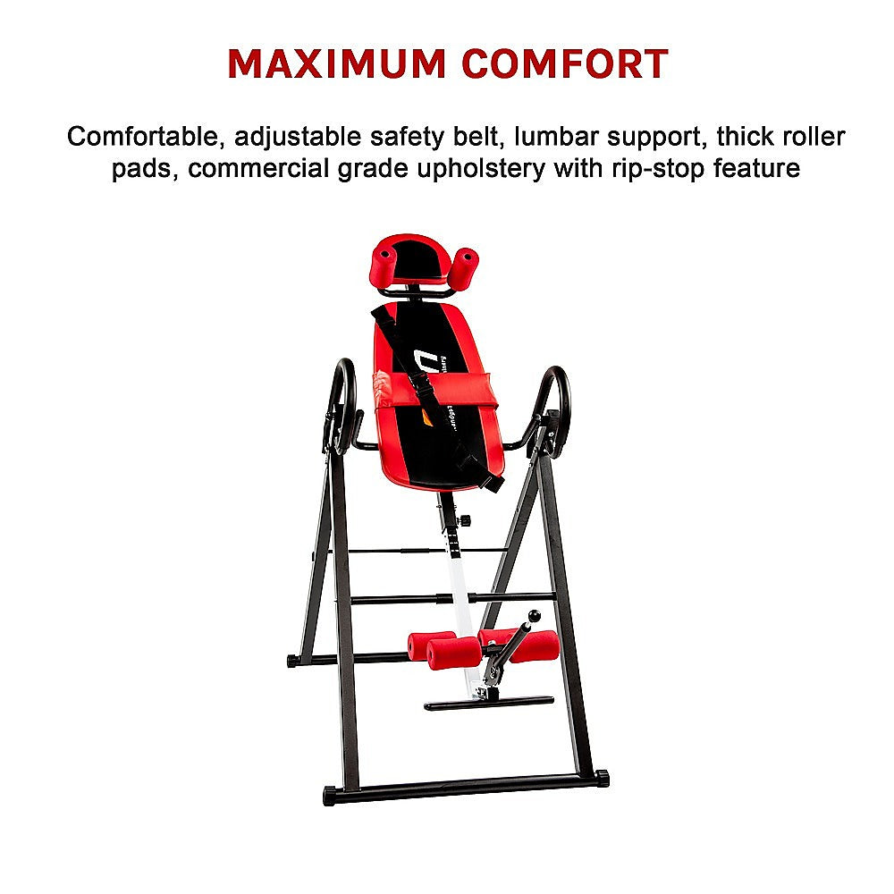 Gym Equipment & Accessories: Inversion Table Gravity Stretcher Inverter Foldable Home Fitness Gym