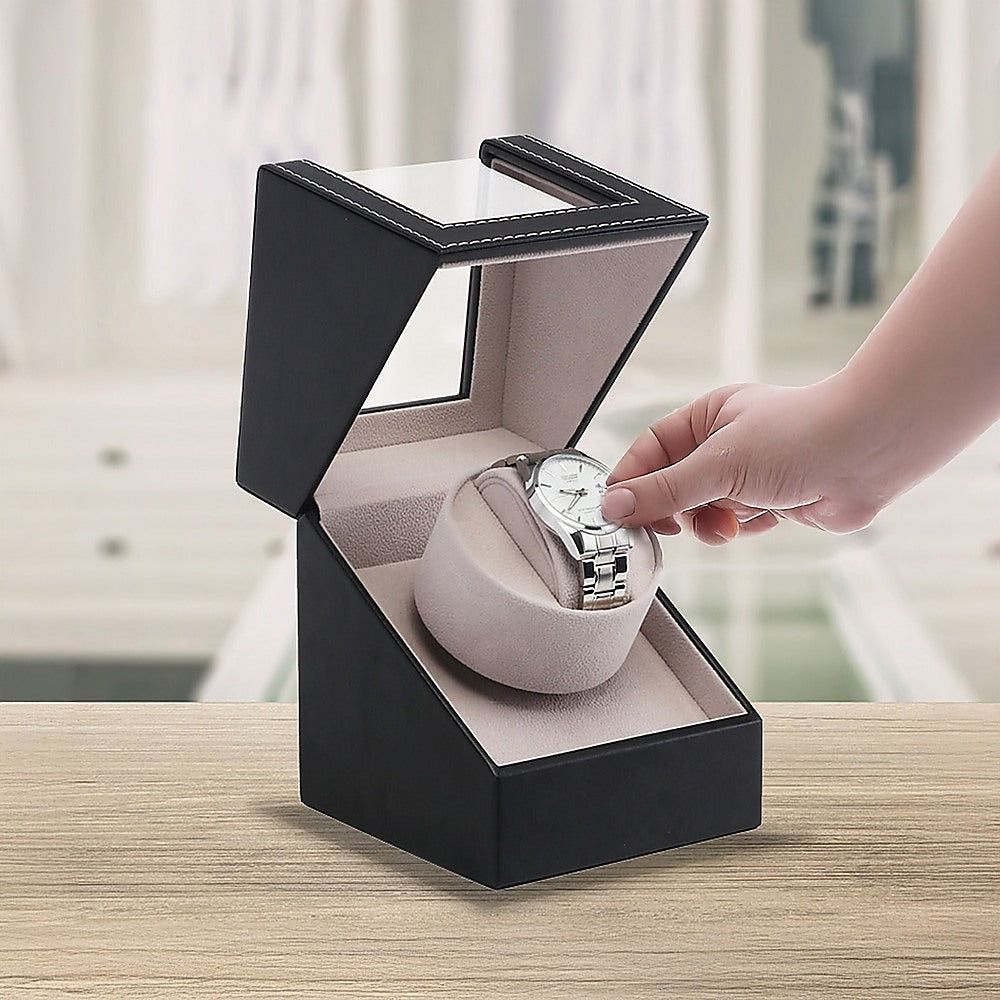 Arts & Crafts: Automatic Watch Winder Display Box Case Motor Rotation Storage PU Leather