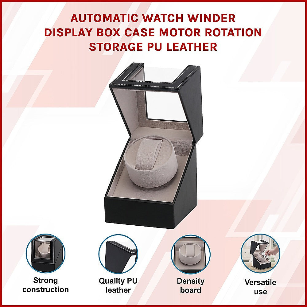 Arts & Crafts: Automatic Watch Winder Display Box Case Motor Rotation Storage PU Leather
