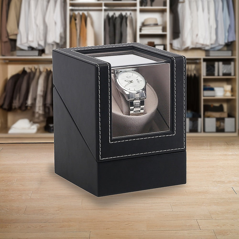 Arts & Crafts: Automatic Watch Winder Display Box Case Motor Rotation Storage PU Leather
