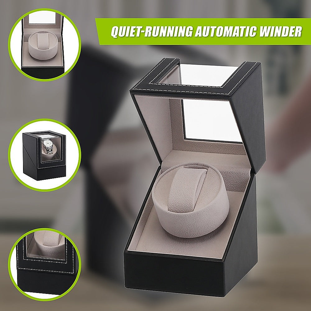 Arts & Crafts: Automatic Watch Winder Display Box Case Motor Rotation Storage PU Leather