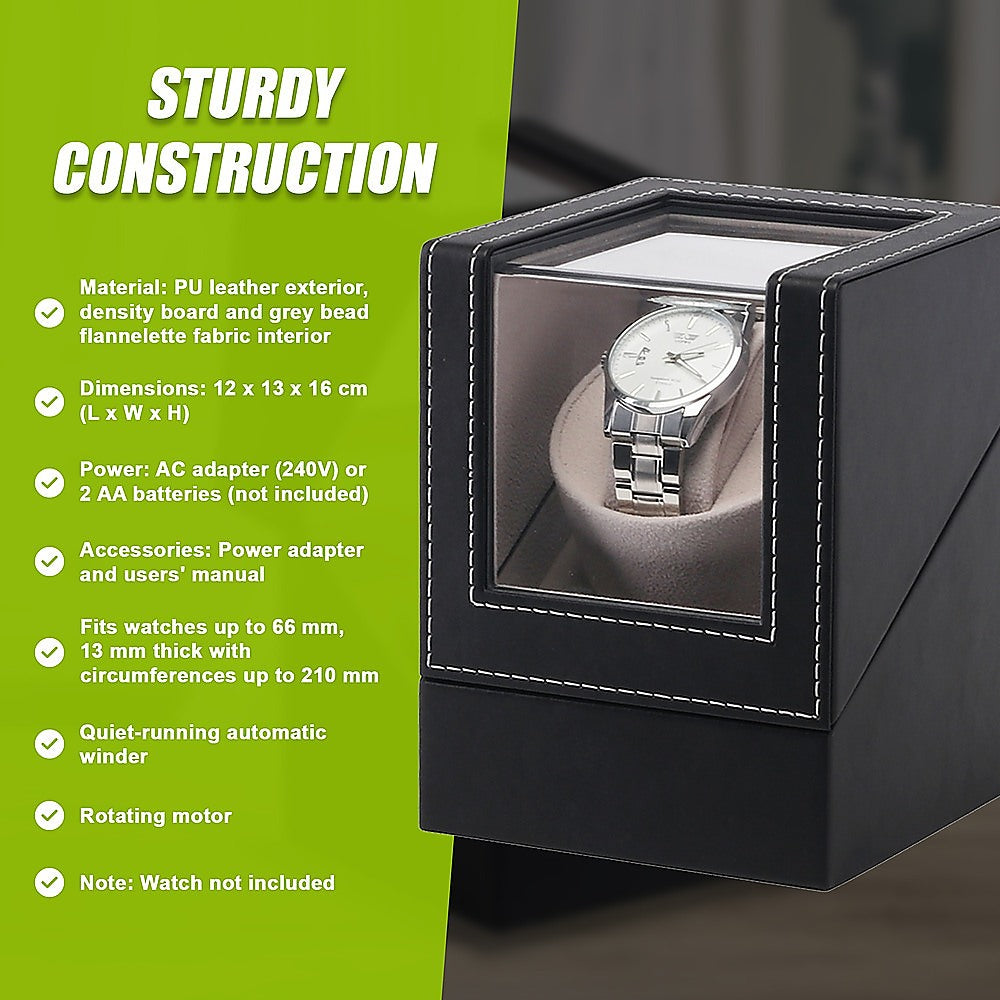 Arts & Crafts: Automatic Watch Winder Display Box Case Motor Rotation Storage PU Leather