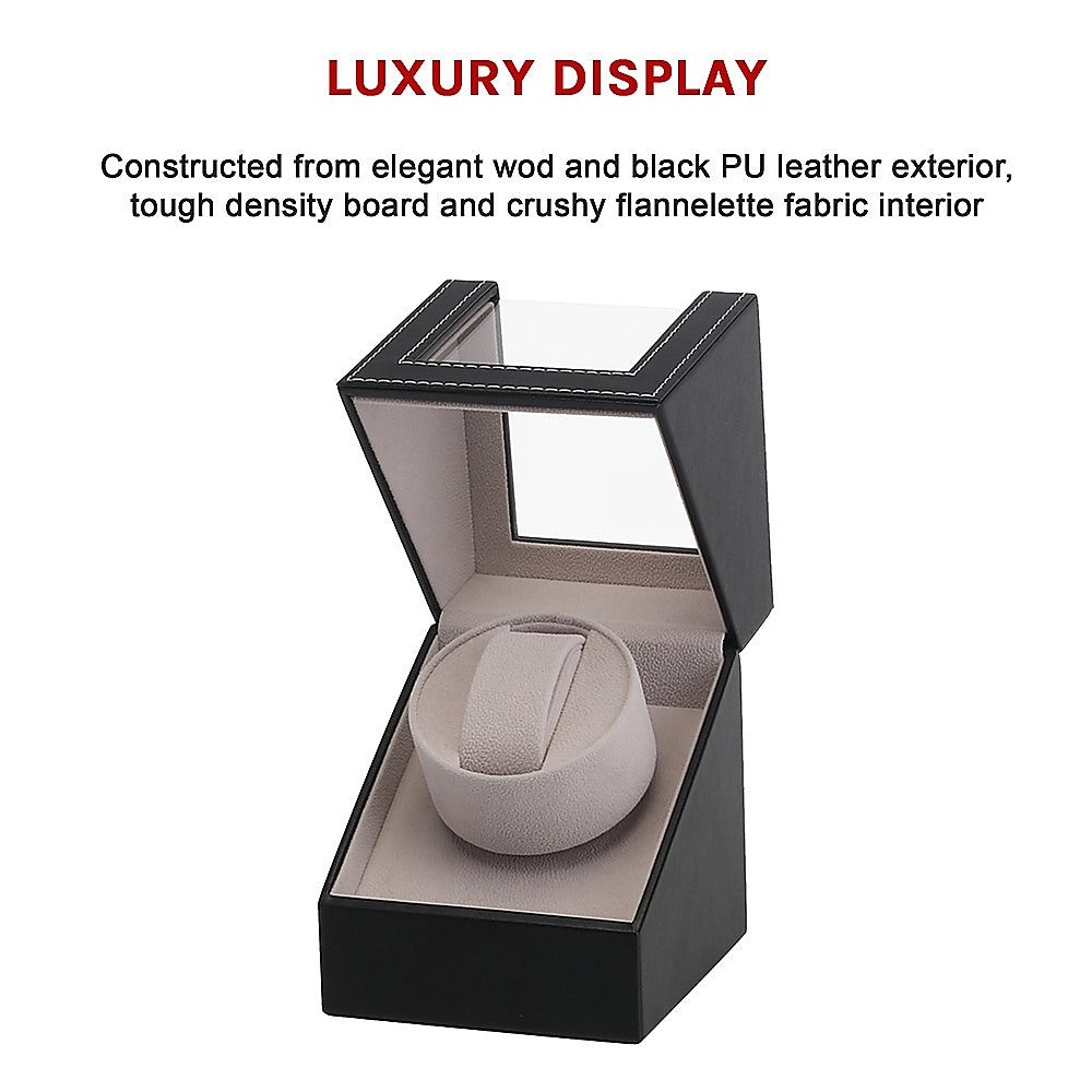 Arts & Crafts: Automatic Watch Winder Display Box Case Motor Rotation Storage PU Leather