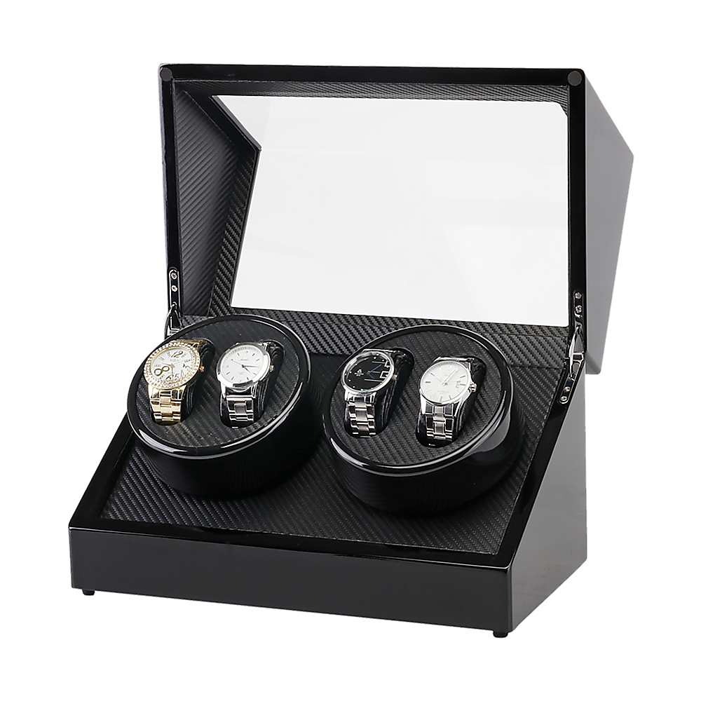 Arts & Crafts: Automatic Quad Watch Winder Wood Display Box Case Motor Rotation Storage