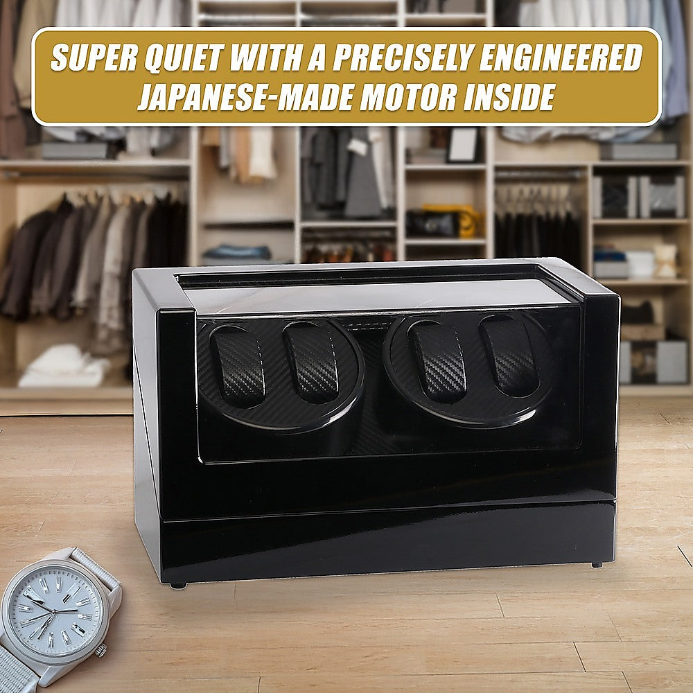 Arts & Crafts: Automatic Quad Watch Winder Wood Display Box Case Motor Rotation Storage