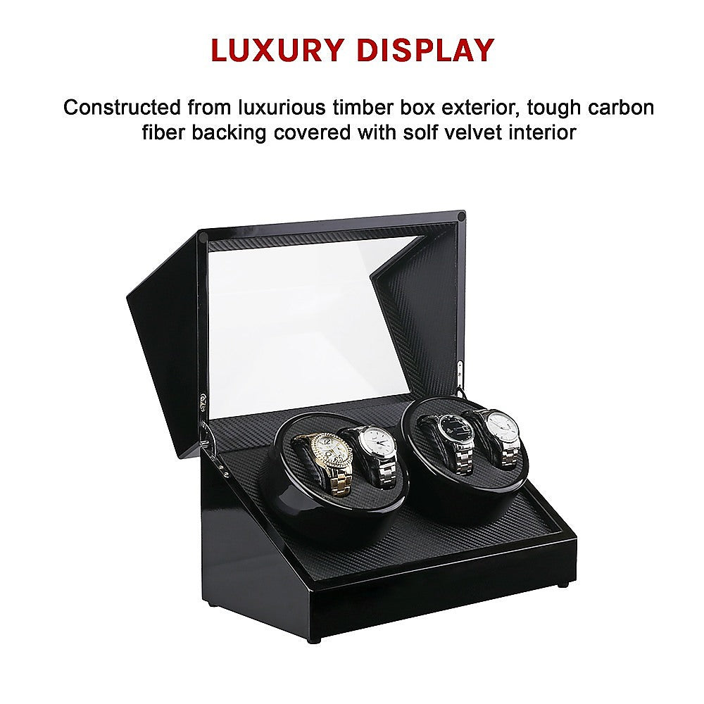Arts & Crafts: Automatic Quad Watch Winder Wood Display Box Case Motor Rotation Storage