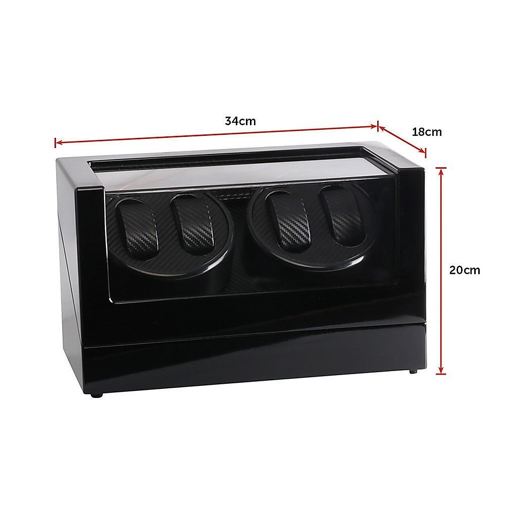 Arts & Crafts: Automatic Quad Watch Winder Wood Display Box Case Motor Rotation Storage