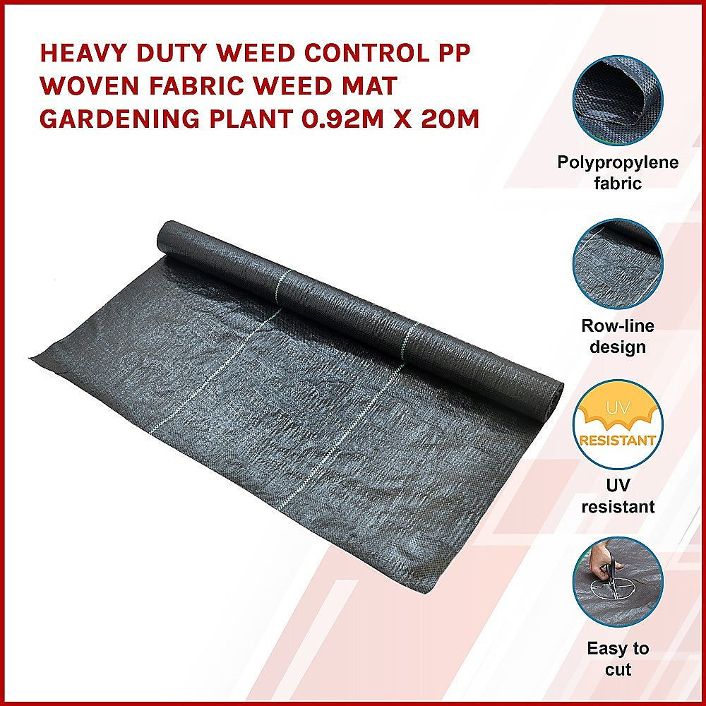 Gardening Accessories: Heavy Duty Weed Control PP Woven Fabric Weed Mat Gardening Plant 0.92m x 20m