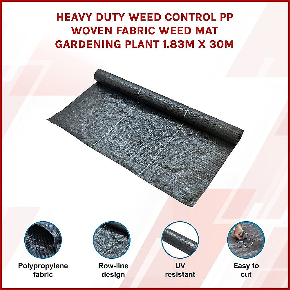 Gardening Accessories: Heavy Duty Weed Control PP Woven Fabric Weed Mat Gardening Plant 1.83m x 30m