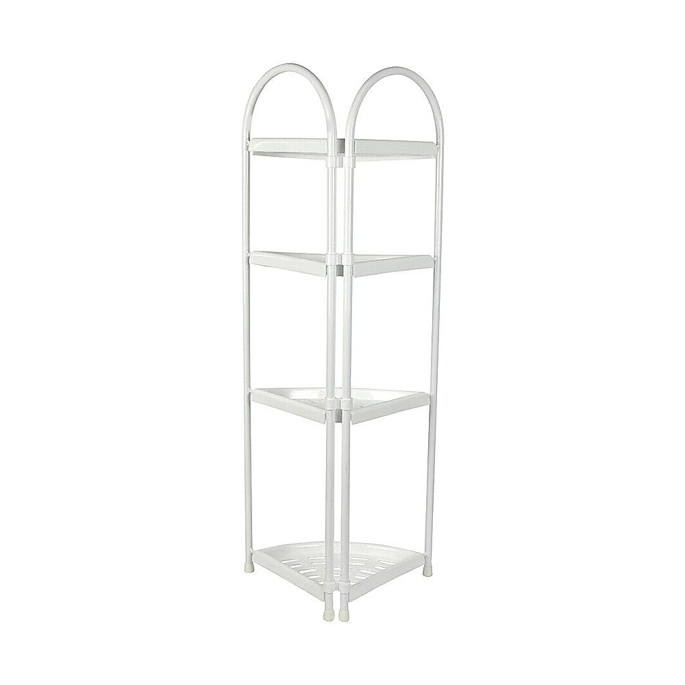 4 Tier Shower Corner Shelf White Freestanding Bathroom Storage Rack Bath Caddy Organiser