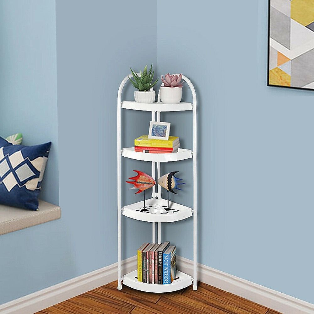 4 Tier Shower Corner Shelf White Freestanding Bathroom Storage Rack Bath Caddy Organiser