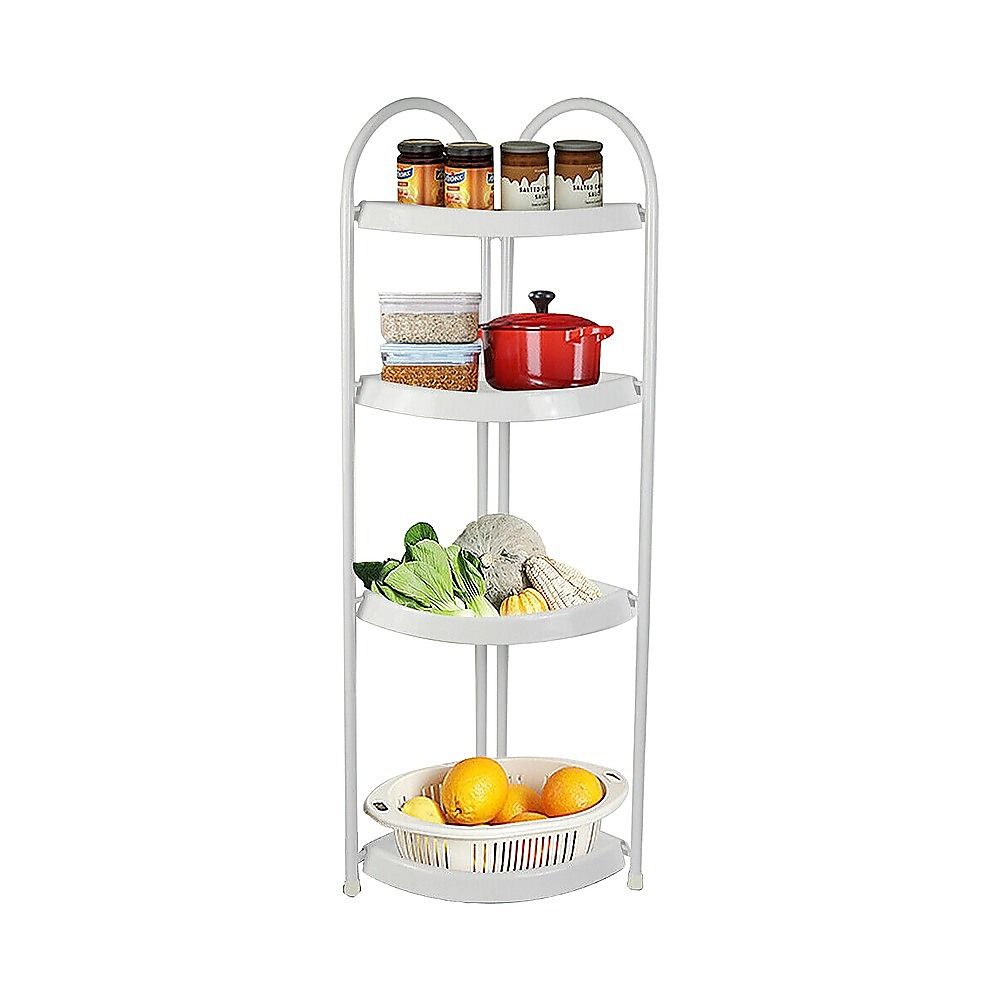 4 Tier Shower Corner Shelf White Freestanding Bathroom Storage Rack Bath Caddy Organiser