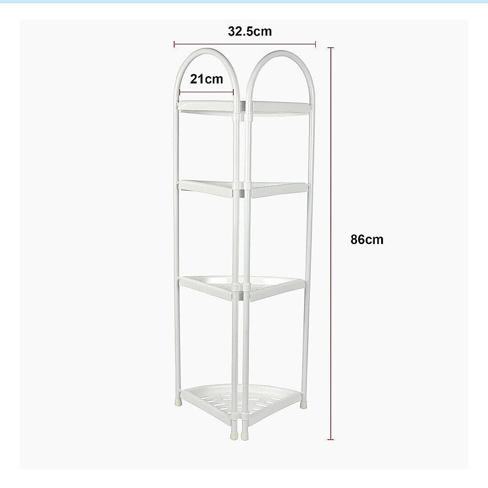4 Tier Shower Corner Shelf White Freestanding Bathroom Storage Rack Bath Caddy Organiser