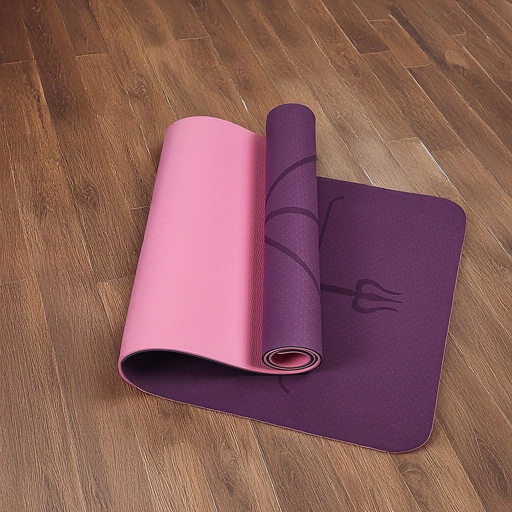 Yoga & Pilates: 8mm TPE Yoga Mat Exercise Fitness Gym Pilates Non Slip Dual Layer