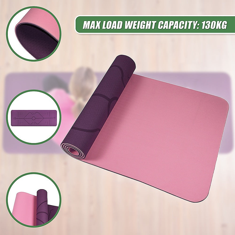 Yoga & Pilates: 8mm TPE Yoga Mat Exercise Fitness Gym Pilates Non Slip Dual Layer