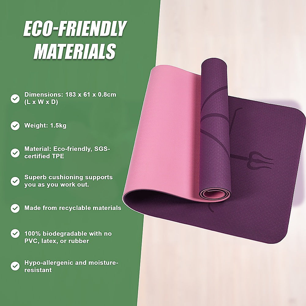 Yoga & Pilates: 8mm TPE Yoga Mat Exercise Fitness Gym Pilates Non Slip Dual Layer