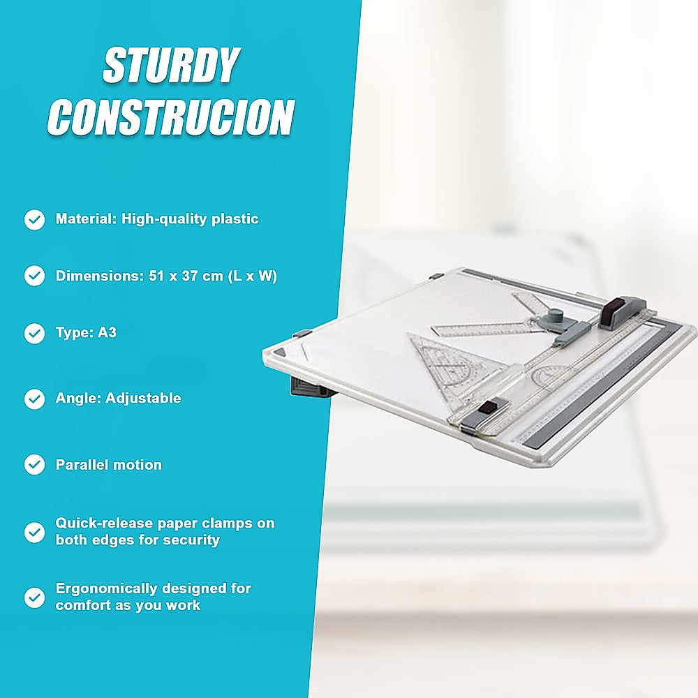 Arts & Crafts: A3 Drawing Board Table with Parallel Motion and Adjustable Angle Drafting