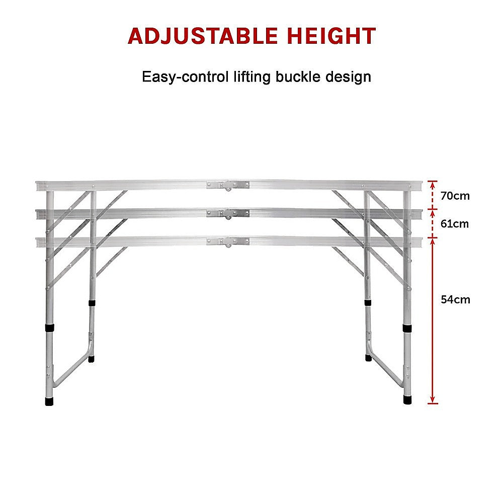 Outdoor Dining Sets: Aluminium Folding Table 120cm Portable Indoor Outdoor Picnic Party Camping Tables