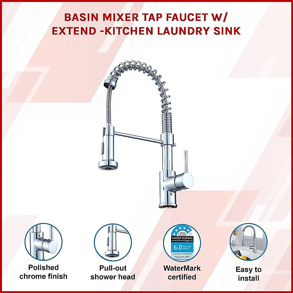 Tap & Sink Accessories: Basin Mixer Tap Faucet w/Extend -Kitchen Laundry Sink