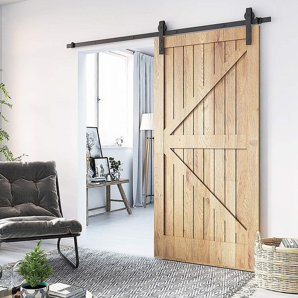 Door Hardware: 1.8m Sliding Barn Door Hardware Heavy Duty Sturdy Kit