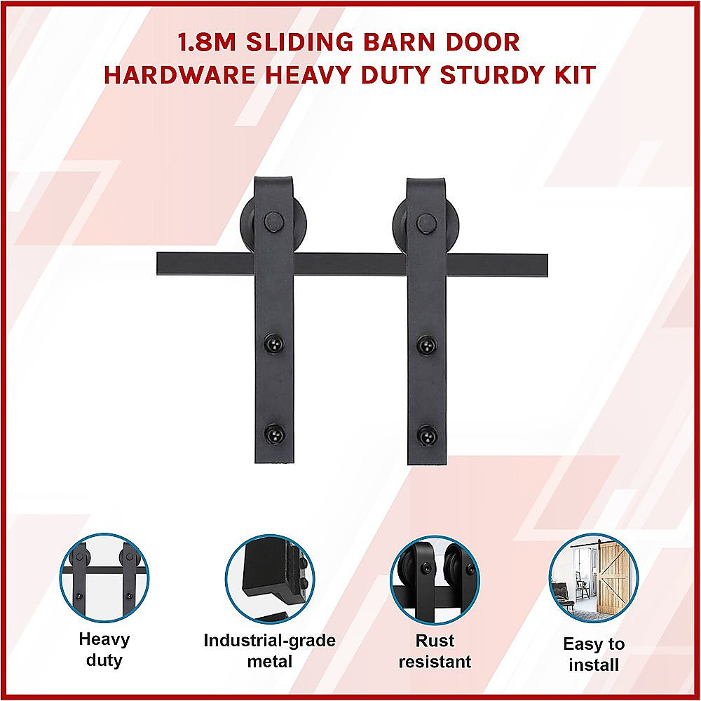 Door Hardware: 1.8m Sliding Barn Door Hardware Heavy Duty Sturdy Kit