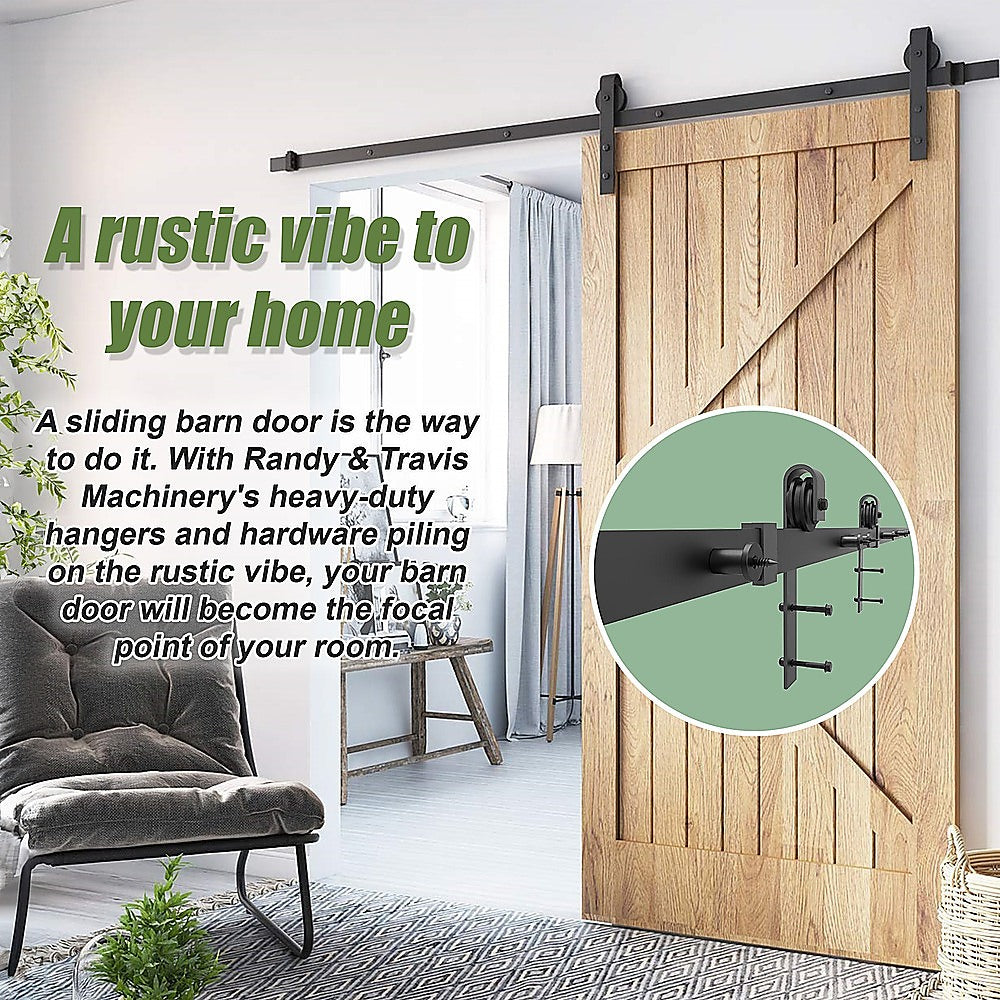 Door Hardware: 1.8m Sliding Barn Door Hardware Heavy Duty Sturdy Kit
