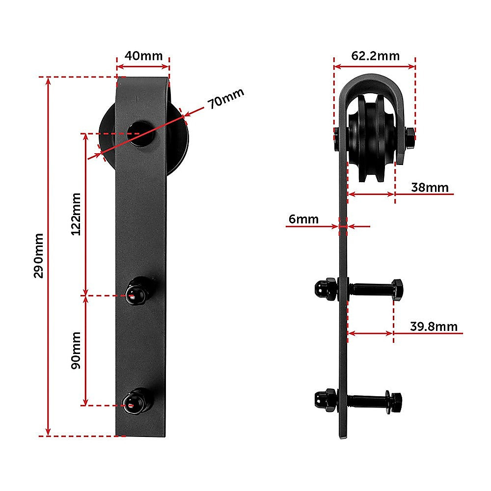 Door Hardware: 1.8m Sliding Barn Door Hardware Heavy Duty Sturdy Kit