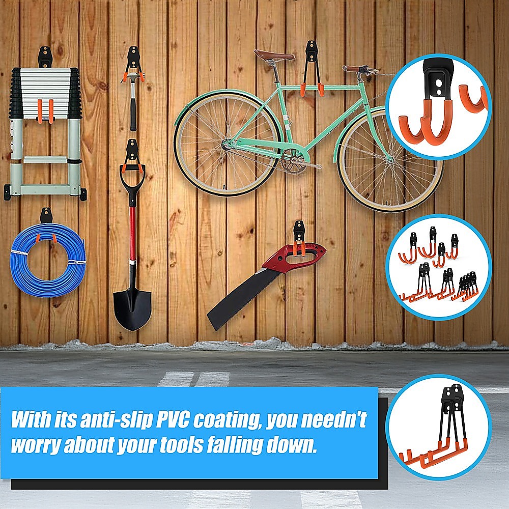 Masonry Tools: 12-Pack Wall Mount Garage Hooks Tool Storage Workshop Organiser Heavy Duty Steel