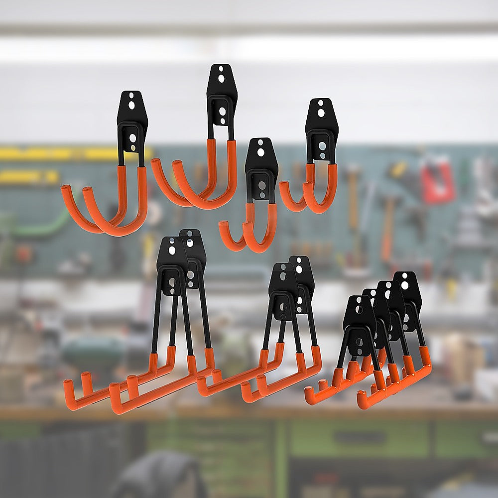 Masonry Tools: 12-Pack Wall Mount Garage Hooks Tool Storage Workshop Organiser Heavy Duty Steel
