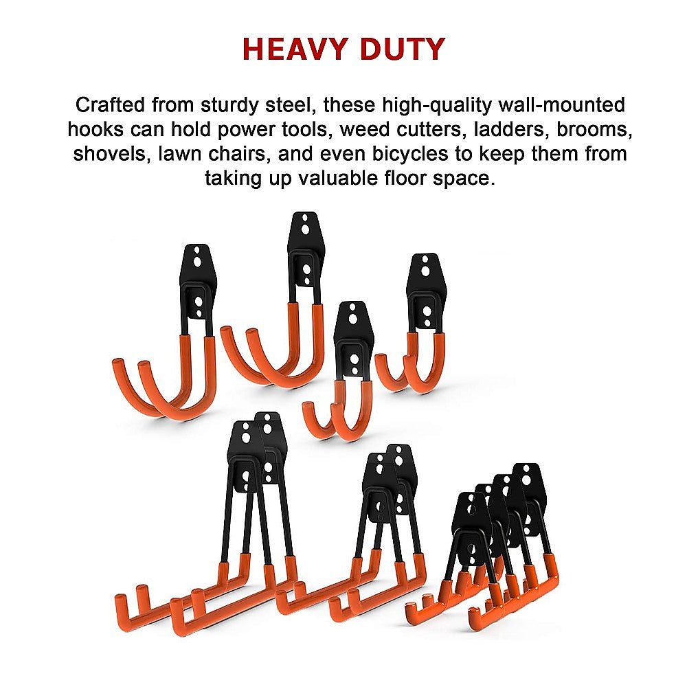 Masonry Tools: 12-Pack Wall Mount Garage Hooks Tool Storage Workshop Organiser Heavy Duty Steel