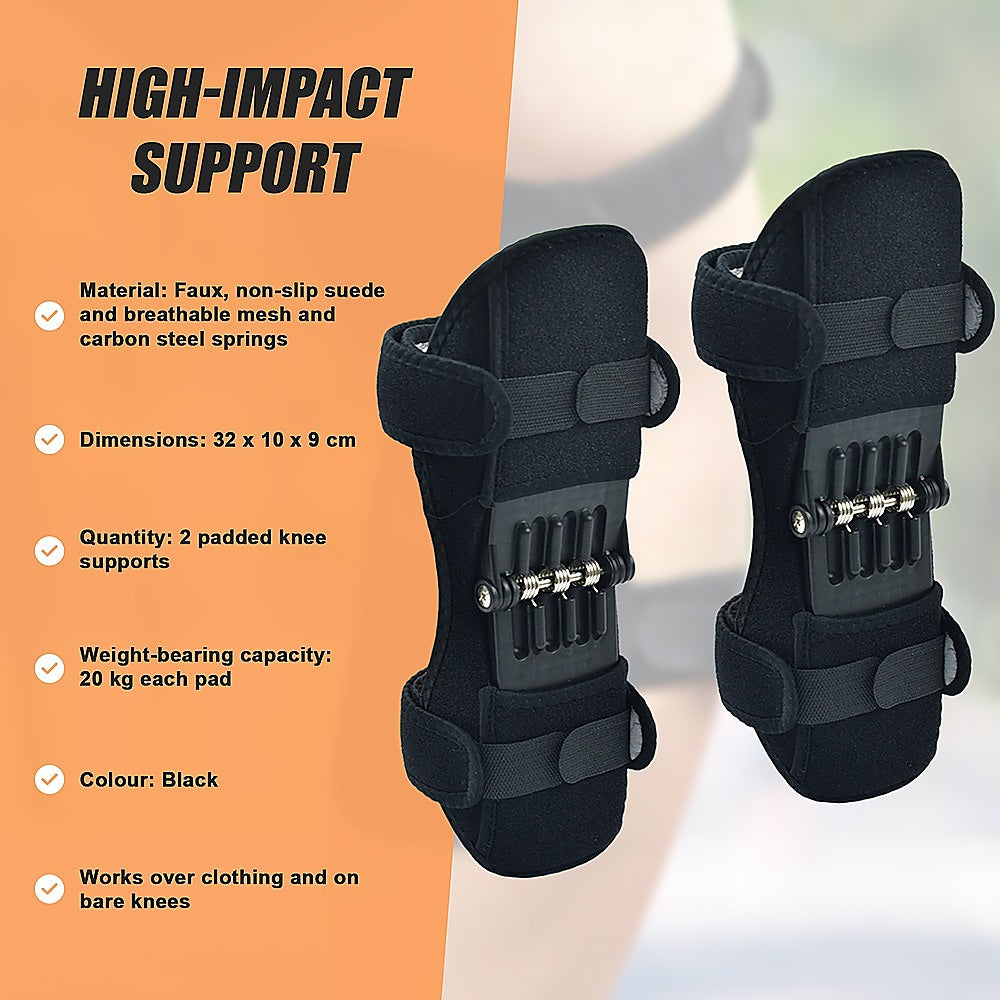 Supports & Braces: Power Knee Stabiliser Pad with Support Joint Spring Rebound Brace