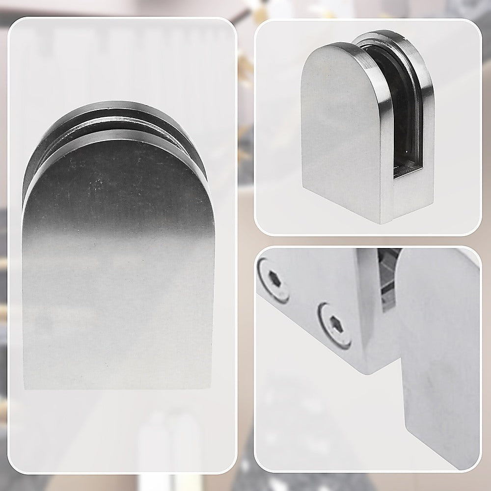 Brushed Nickel Bracket for Glass Balustrade Panels - Set of 2