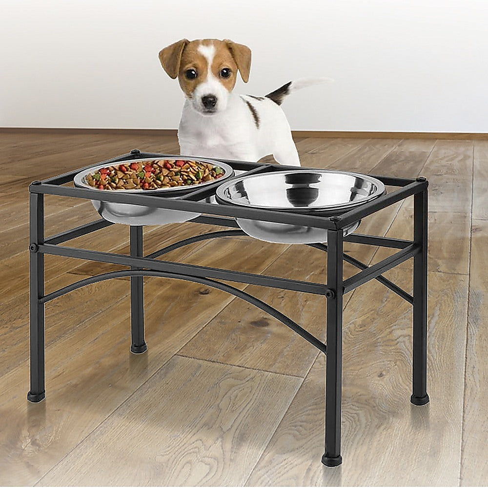 Dog Bowls, Feeders & Waterers: Dual Elevated Raised Pet Dog Puppy Feeder Bowl Stainless Steel Food Water Stand