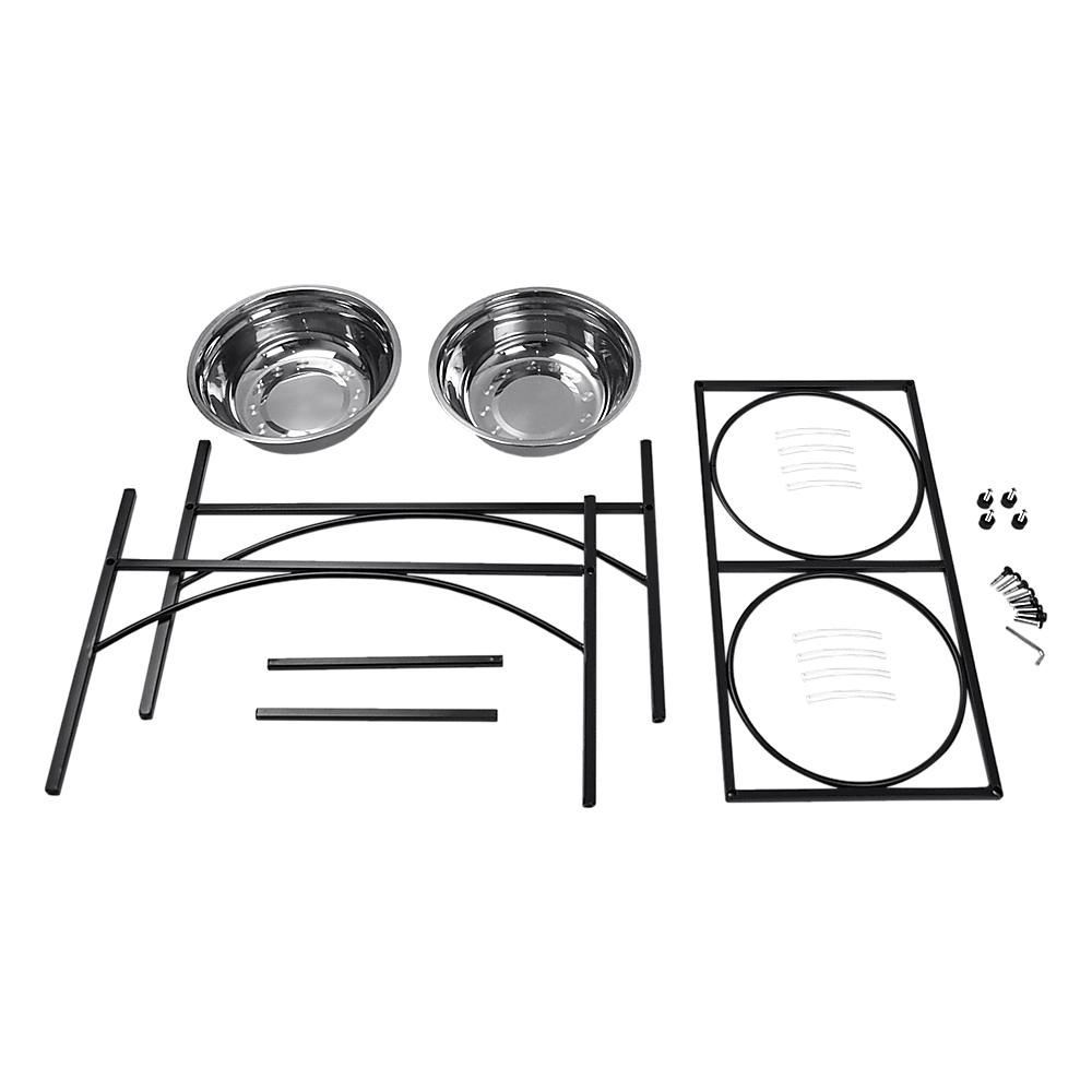 Dog Bowls, Feeders & Waterers: Dual Elevated Raised Pet Dog Puppy Feeder Bowl Stainless Steel Food Water Stand