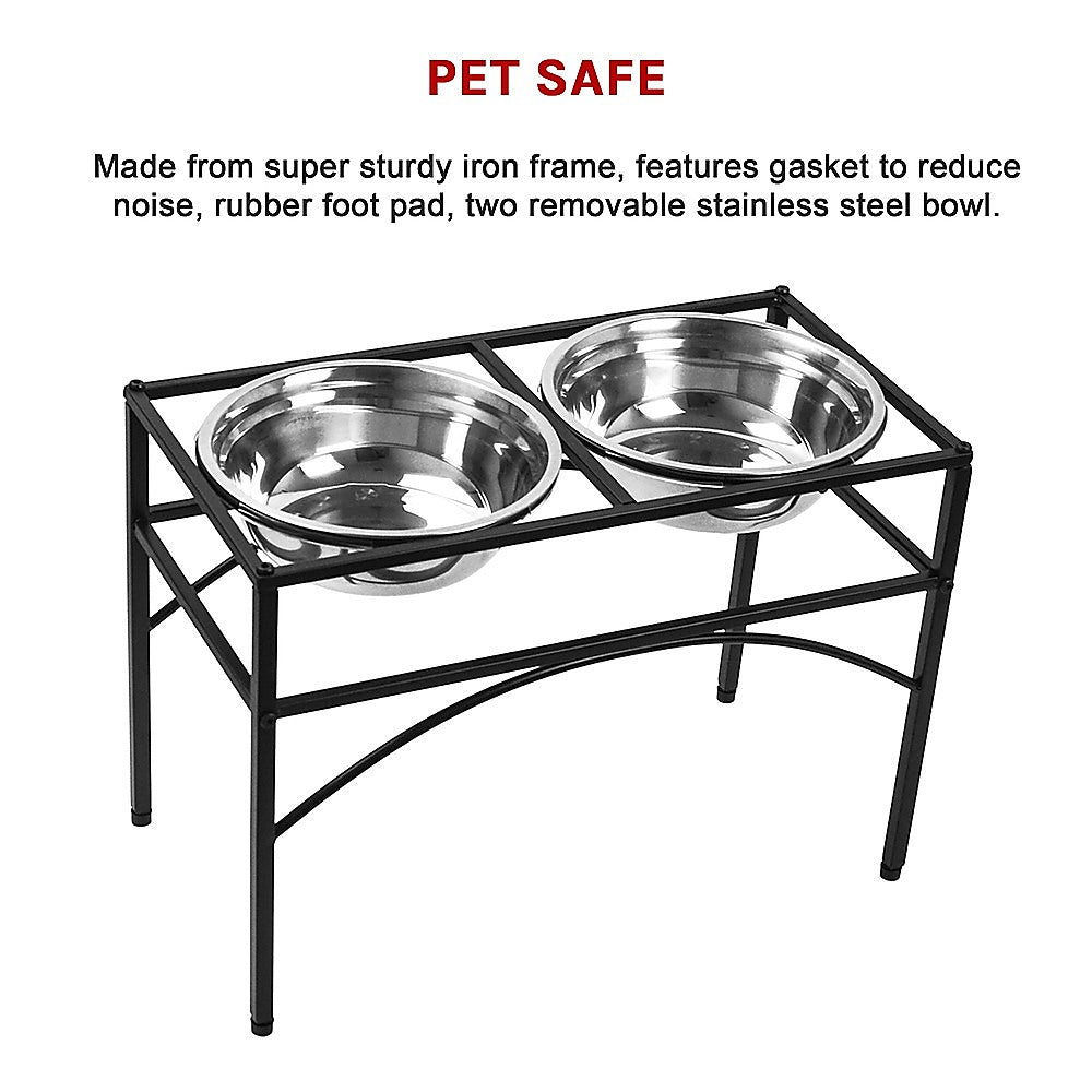 Dog Bowls, Feeders & Waterers: Dual Elevated Raised Pet Dog Puppy Feeder Bowl Stainless Steel Food Water Stand
