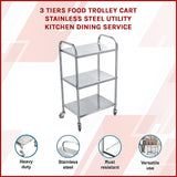 3 Tiers Food Trolley Cart Stainless Steel Utility Kitchen Dining Service