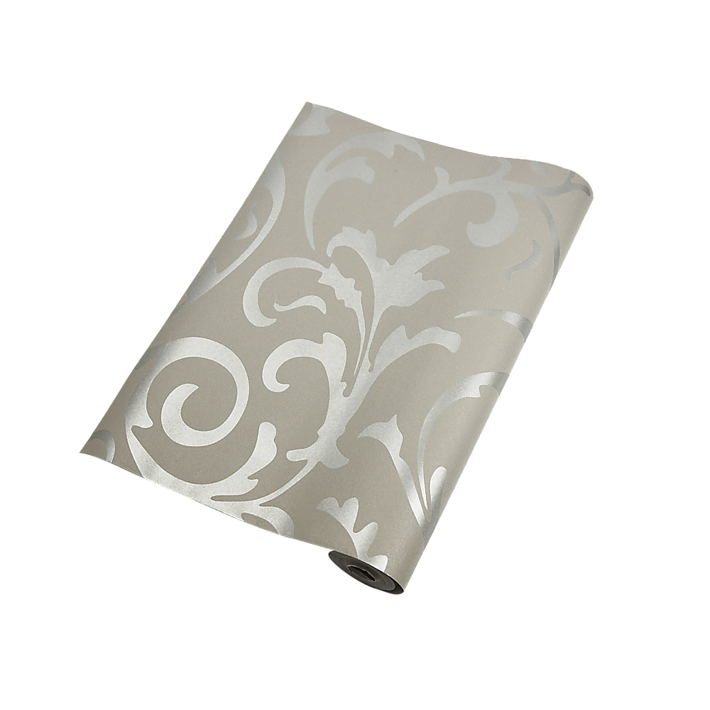 Kitchen & Bathroom DIY: Wallpaper Silver Flower Pattern Non-woven Wall Paper Roll