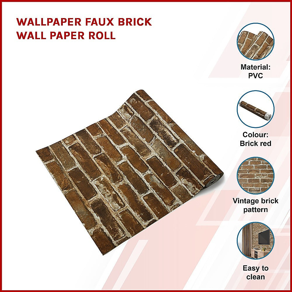 Kitchen & Bathroom DIY: Wallpaper Faux Brick Wall Paper Roll