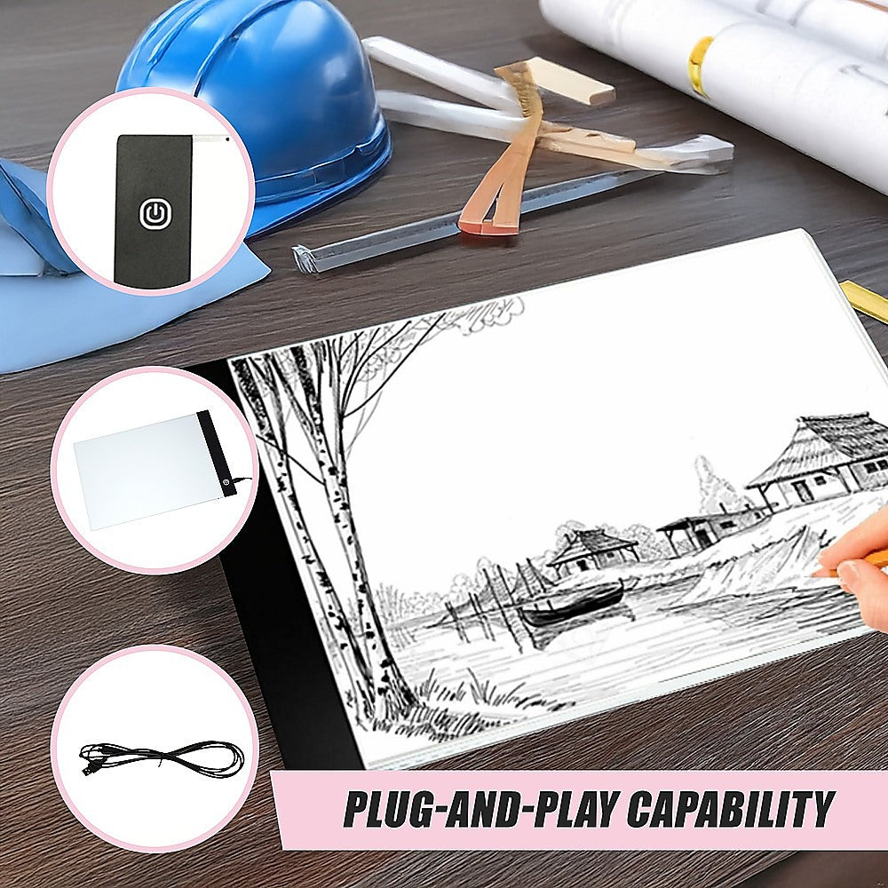 Art & Drawing Toys: A4 LED Light Box Tracing Board Art Design Stencil Tattoo Copy Drawing Pad