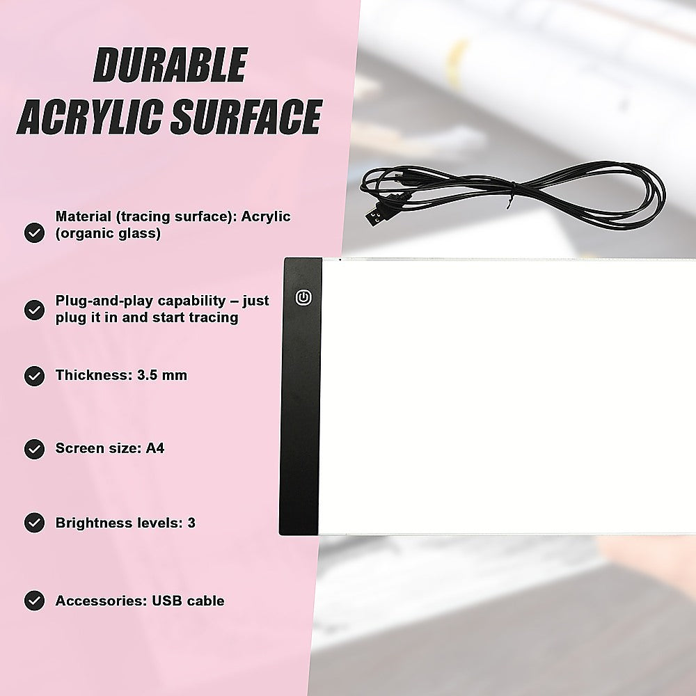 Art & Drawing Toys: A4 LED Light Box Tracing Board Art Design Stencil Tattoo Copy Drawing Pad