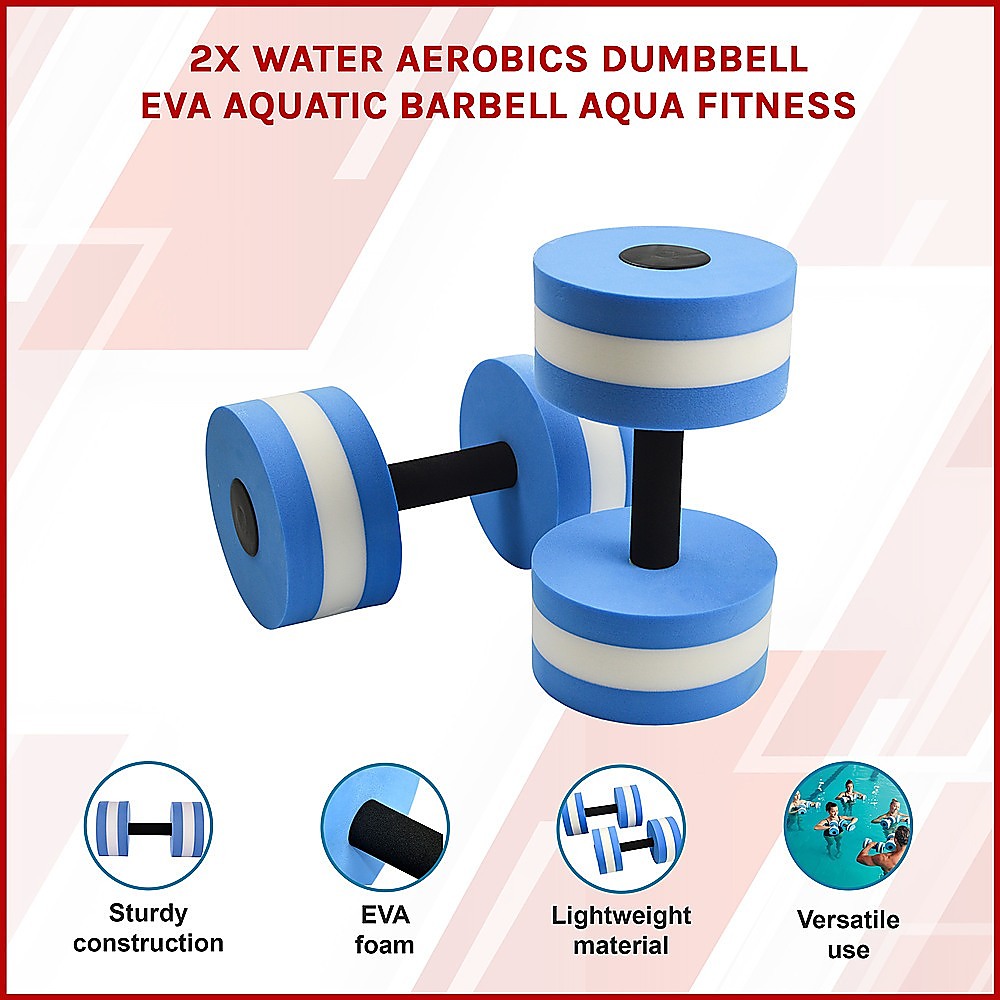 Gym Equipment & Accessories: 2x Water Aerobics Dumbbell EVA Aquatic Barbell Aqua Fitness