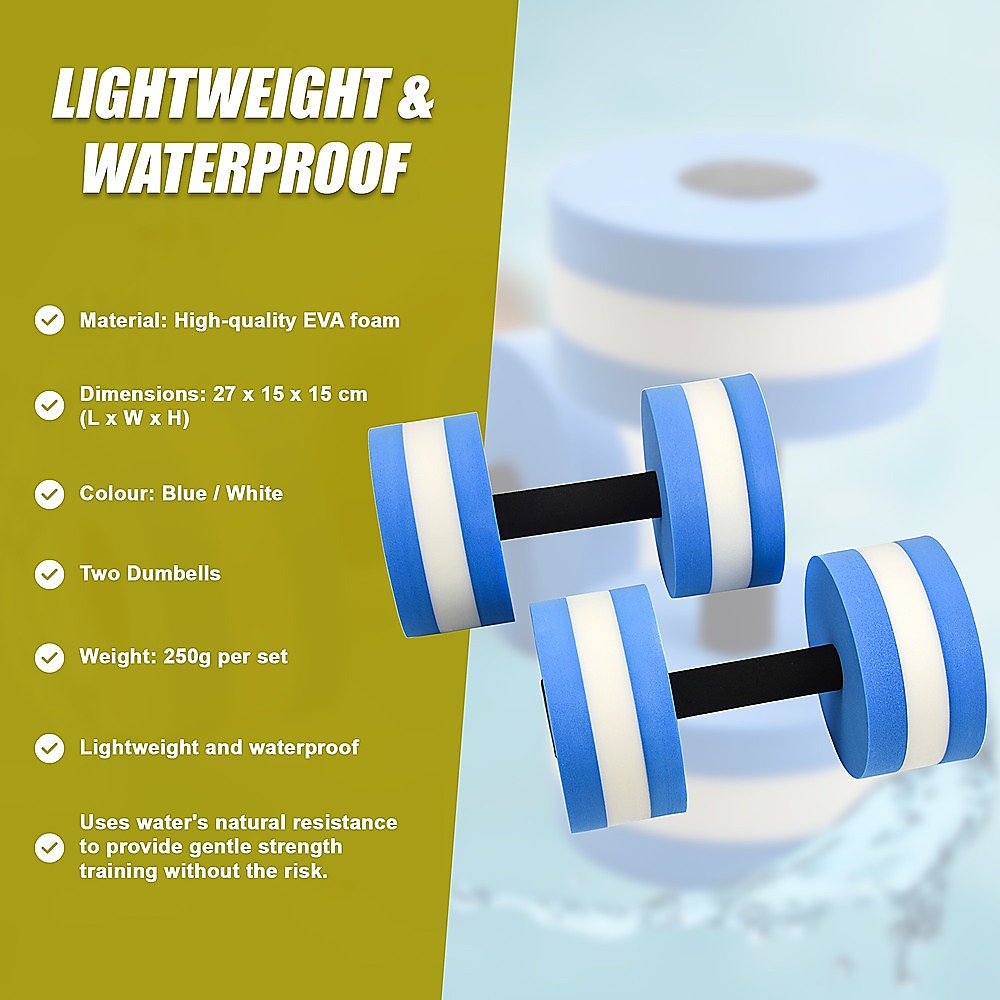 Gym Equipment & Accessories: 2x Water Aerobics Dumbbell EVA Aquatic Barbell Aqua Fitness