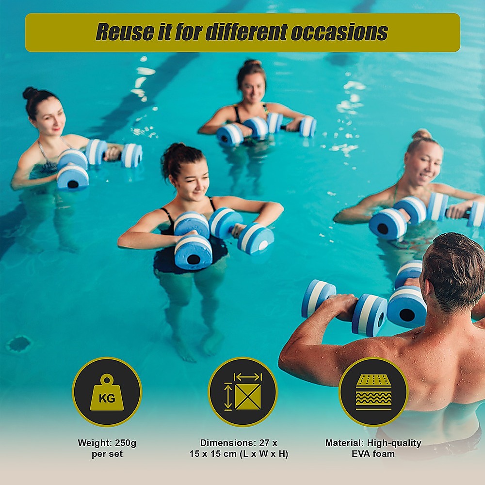 Gym Equipment & Accessories: 2x Water Aerobics Dumbbell EVA Aquatic Barbell Aqua Fitness