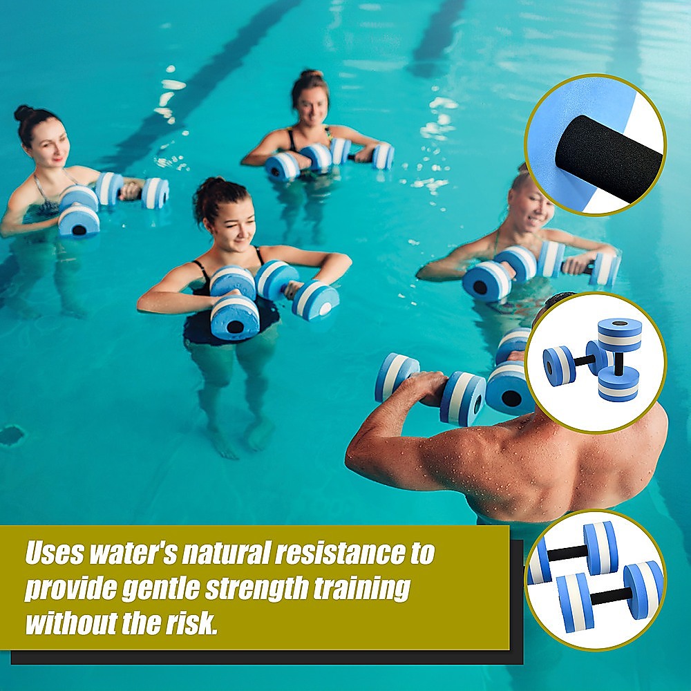 Gym Equipment & Accessories: 2x Water Aerobics Dumbbell EVA Aquatic Barbell Aqua Fitness