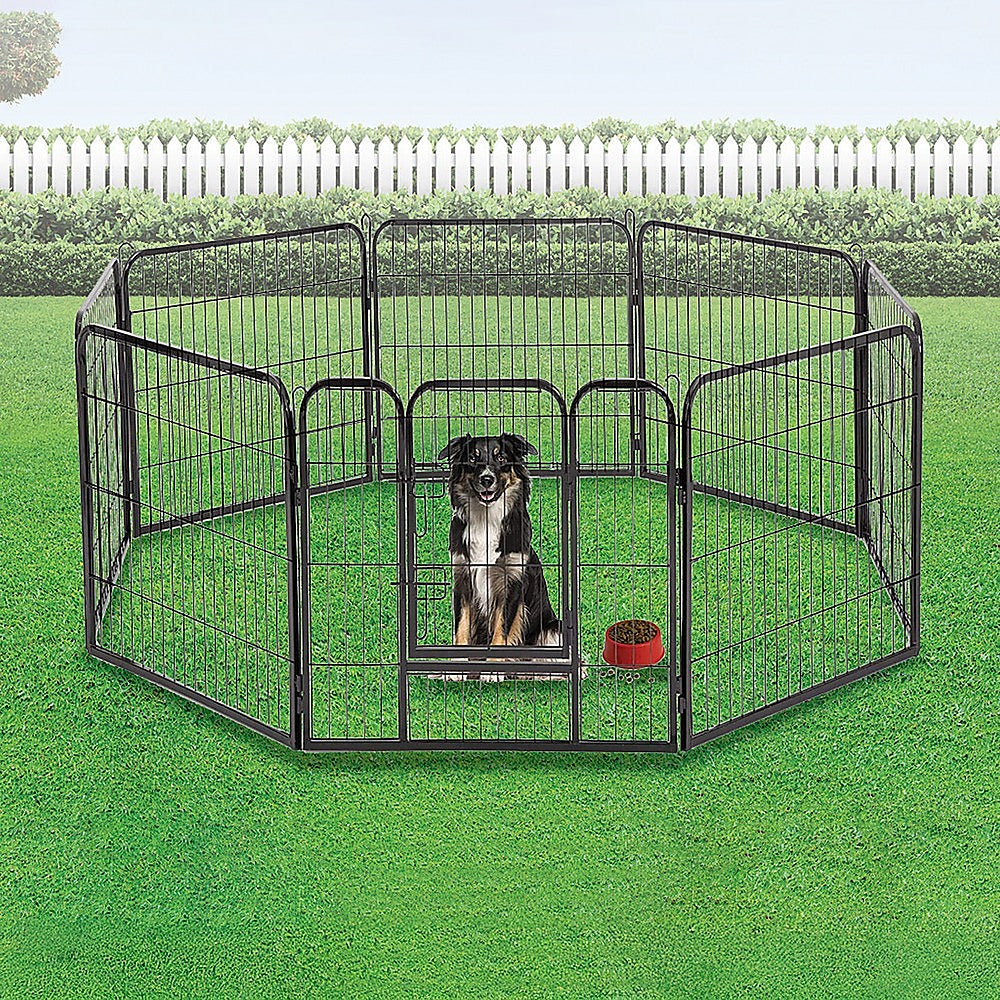 Dog Playpens & Gates: 8 Panel Heavy Duty Pet Dog Playpen Puppy Exercise Fence Enclosure Cage